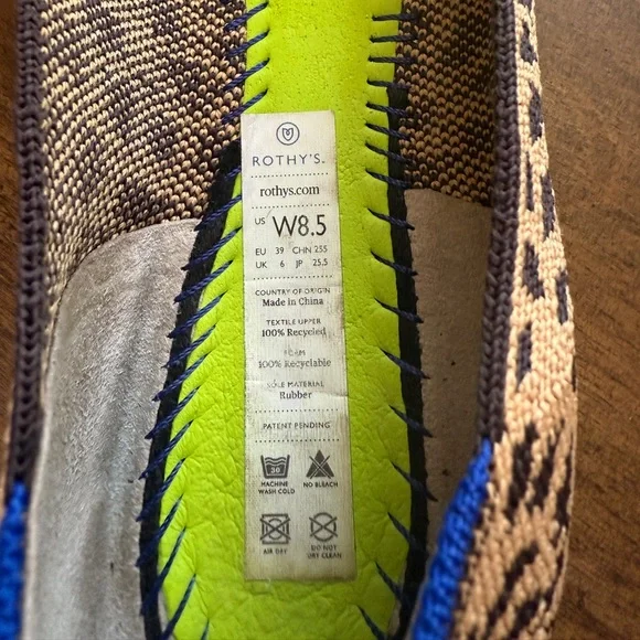 Rothy’s The Point Leopard Print Flats Wm 8.5 – Sustainable Knit, Washable Shoes - Picture 4 of 5